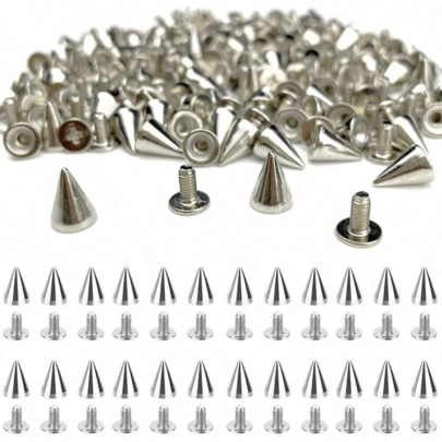20/50/100/200 Pcs Spikes And Studs Spikes For Clothing Metal Studs Rivets For Leather Punk Spikes Rivets Screw Back Studs And Spikes For Clothing Shoes Belts Bags HatsCool Punk Rivets For DIY Leather Craft - 7mm X 9.5mm Bullet Tapered Nails And Etal Studs