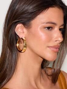 1 Pair Women's Fashionable Versatile Minimalist C-Shape Hoop Earrings