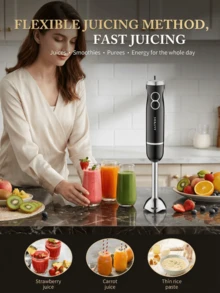 SOKANY 这款强劲的电动搅拌机是一款便携式手持搅拌机，功率达400瓦，具备两种搅拌速度和一个涡轮增压模式。它配备304不锈钢刀片，符合人体工程学的设计，非常适合制作汤、冰沙、果泥和果汁。 - 黑色 - 查看 3