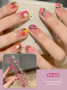 20片透明底甲贴，需UV灯固化，沙龙级品质，经久耐用，跨境批发同款红色书本形甲贴，适用于指尖指甲。 - 彩色 - 查看 8