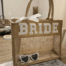 Bride Transparent Tote Bag, Beach Pool Country Boho Destination Wedding Engagement Bachelorette Party Weekend Bridal Shower Tropical Honeymoon Gift Future Mrs. Gift (Tote Bag Only) - Natural - View 4