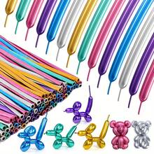 20pcs/Set Random Mixed Color Metal Long Tube Shaped Magic Balloons, Creative Woven Balloons For Party Decoration - Multicolor - View 12