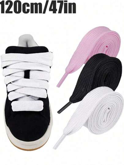120cm/47in Wide & Thick Flat Shoelaces, Replacement Laces For Sneakers, Belts, Shoes And Boots Accessories,Shoe,Spring Summer Picks,Brides Maid Gifts,Room,Bedroom Deccor,Bedroom Deccor,Beach,Travel,For Men,For Women,Vacation