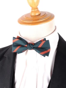 1件装 时尚绿色条纹双提花领结 - 衬衫领结 - 婚纱领结，涤纶材质 - 綠色 - 查看 8