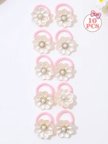 10pcs/Set Multicolor Cute Hair Scrunchies With Sequins And Faux Crystal Flower Decor, Sweet & Simple Hair Ties, Suitable Gift For Girls, Can Be Used For Daily Hairstyles