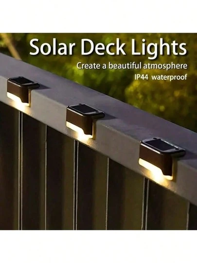 [4/8/12pcs] Solar Fence Lights, Outdoor Decorative Lights For Patio, Stairs, Garden, Pool, Holiday Atmosphere Lighting For Halloween And Christmas