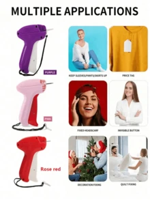 Mini Sewing Gun Kit, Includes 5 Fine Needles & 1000 Micro Snap Fasteners, Quick Attach Clothing Labels, Pink Plastic Material, Suitable For All Seasons Handcraft Sewing Set - Multicolor - View 5