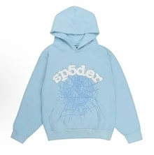 SP5DER Spider Worldwide Tracksuit Hoodie Set Cobweb Spider Style, Letter Print, Hip Hop Hoodie Set,Long Sleeve Fashion Sweatshirt, Hoodie Pant Casual Tracksuit Long Sleeve Athletic Suit, Couple MatchingDesign, Designed For Both Men And Women.Sportswear Set - Áo hoodie màu xanh nhạt - Xem 9
