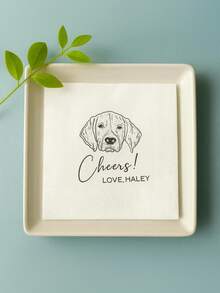 20/ 40pcs Custom Face, Text, And Name Napkins, Personalized Wedding Napkins, Disposable Decorative Napkins For Pet's Birthday, Wedding Banquet, Napkins Perfect For Engagement Party, Wedding, And Other Occasions, To Use And Touch, Ideal For Party And Birthday Decorations, Customized Party Napkins - White - View 5