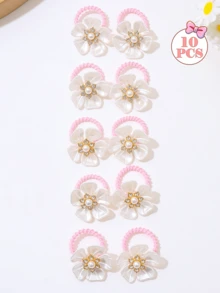10pcs/Set Multicolor Cute Hair Scrunchies With Sequins And Faux Crystal Flower Decor, Sweet & Simple Hair Ties, Suitable Gift For Girls, Can Be Used For Daily Hairstyles