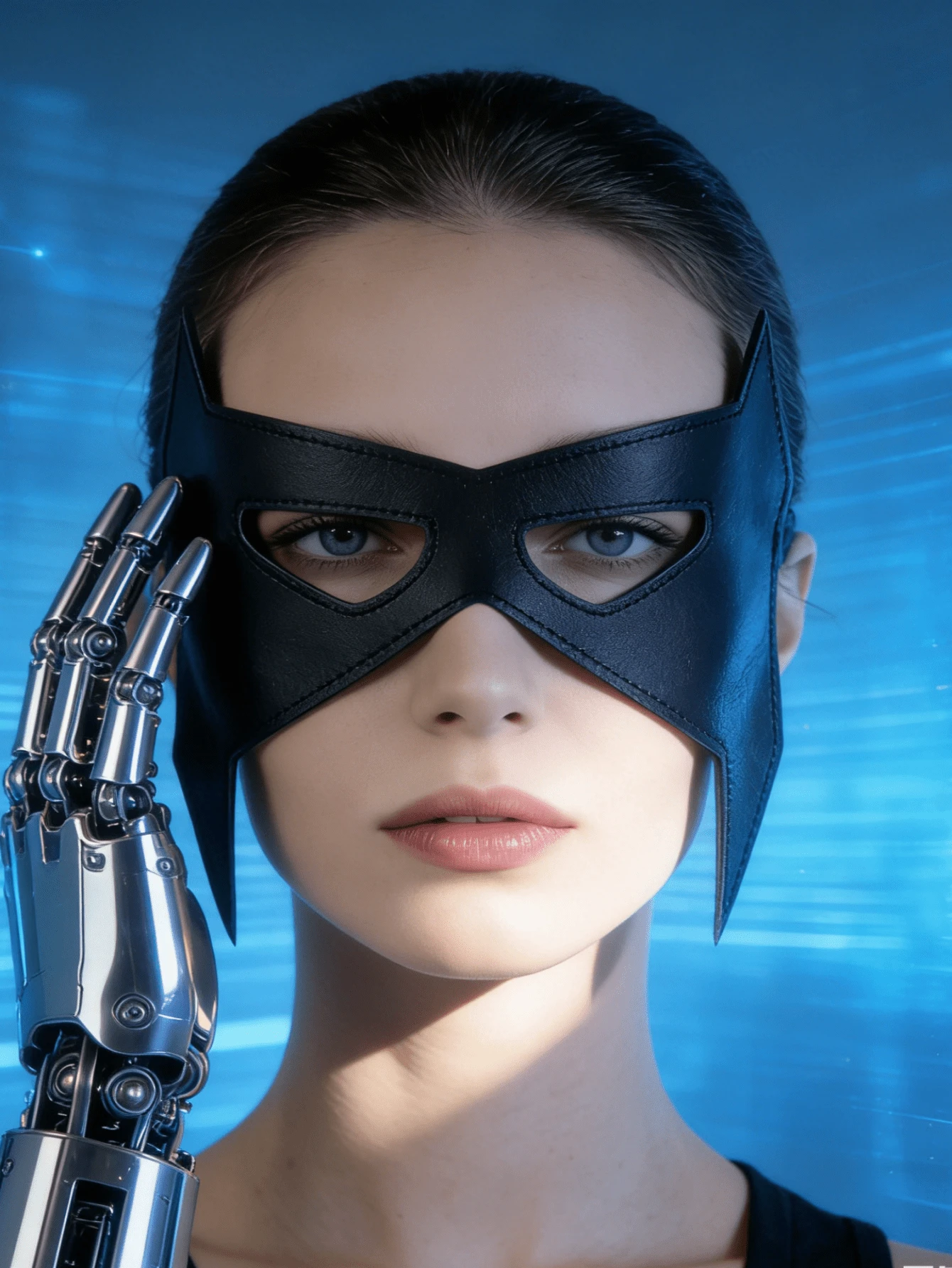 Máscara de Fantasia Luxuosa de Couro Preto e Vermelho Estilo Olho de Gato Metade, Fantasia de Halloween, Cosplay, Vestido Elegante, Maquiagem, Acessórios para Festa de Mascarada - Preto EM-195 - Visão 1