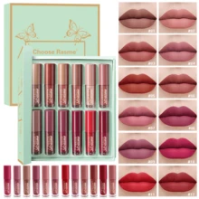 12-Piece Liquid Lipstick Set And 12/24-Piece Professional Lip Liner Combination, Matte Silky Lip Makeup Set, Suitable For Creating A Well-Defined Lip Effect, Long-Lasting Waterproof, Non-Stick Cup Lip Color, Women's Gift Set, Butterfly Shiny Shell, Is The Perfect Gift Choice For Christmas. Easter Gift - Nhiều màu - Xem 17