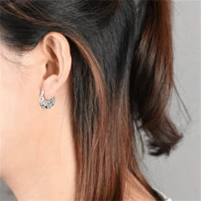 一对波西米亚复古镂空花朵耳环，时尚耳环，女士耳环，婚礼派对珠宝礼物 - 復古銀色 - 查看 5