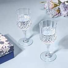 1/2/4/6/8pcs Reusable Transparent Stemmed Glasses, Suitable For Holidays, Weddings, Halloween, Christmas, Various Events, Parties, High-End Drinkware, Durable And Easy To Clean - Clear - View 8