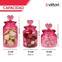 Frascos de vidrio con tapa hermetica Recipientes para Cocina Tarro de almacenamiento Hermetico Rosa Vittori - 3 Piezas - Ver 2