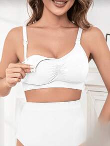 Set Of 2 Women's Maternity Bras For Nursing, Super Comfortable, Seamless - 白色 - 查看 2
