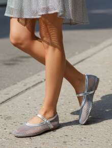 Women's Mary Jane Shoes With Straps, Buckle, Lightweight And Comfortable Mesh - Summer Release - Casual Shoes - 深灰色 - 查看 4