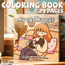 GDTME Coloring Book "My Life With Cats", 24 Pages Of Warm And Cute Moments, Relaxing Coloring Experience With Pearlescent Paper Cover. Suitable As Birthday Gift For Friends, Valentine's Day Or Women's Day Gift, Back To School Or Easter Gift, Coloring Hobby Stationery, Office Supplies. - Multicolor - View 13