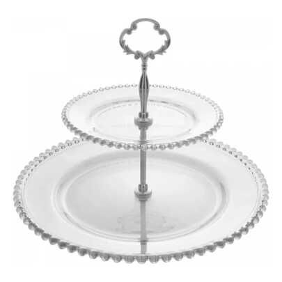 Porta Doces Baleiro Pratos Duplos 2 Andares Cristal