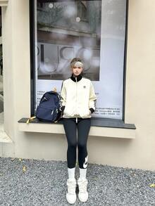 Nike跑步訓練純色休閒九分運動褲女款黑色 - 黑色 - 查看 7