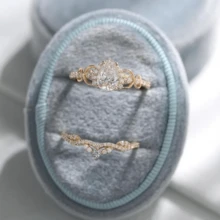 2pcs Luxury Women's Engagement Rings Set With Zirconia Stones, Suitable For Daily Wear, Wedding Anniversary, Party, Jewelry, Valentine's Day, Birthday Gift - Gold - View 11