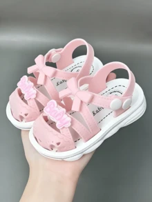 韩版珍珠心形女童凉鞋，时尚百搭的西部软底凉鞋 - 粉色 - 查看 3