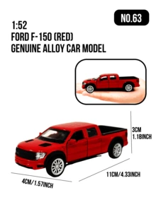 1:52 比例合金压铸皮卡模型 - 150 SVT Raptor 收藏品，约 4.5 英寸展示尺寸，红色车身，拥有动感十足的越野造型、肌肉线条和经典的皮卡设计，采用合金材质，比例精准，工艺精湛，外观粗犷有力，是桌面、书架或展示柜的理想之选，也是模型车收藏家的完美之选，更是生日、节日、圣诞节和特殊场合送给男孩、男士和汽车爱好者的理想礼物。 - 63-紅色 - 查看 3