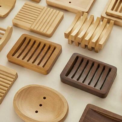 Wooden Soap Dish With Drainage Tray, Natural Bamboo Soap Holder And Soap Saver Box, Suitable For Bathroom, Kitchen Sink, Bathtub, RV