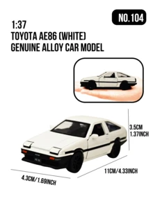 1:37 比例合金车模 - AE86 经典跑车收藏品，约 4.5 英寸展示尺寸，标志性白色车身，永恒的日系跑车设计，简洁的赛车风格线条和复古的 JDM 美学，采用耐用合金材质，工艺精湛，比例逼真，小巧却引人注目，可摆放在桌面、书架或展示柜中。 - 104-白色 - 查看 3