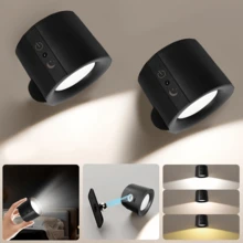 2个/1个LED双面发光磁吸壁灯，LED双面磁吸柜灯，360°旋转，USB充电，三级调光，触摸和遥控，LED床头灯，室内照明，适用于客厅、卧室、走廊、床头，现代壁灯装饰，家居装饰照明，走廊照明，卧室装饰，现代装饰，展厅照明 - 彩色 - 查看 6