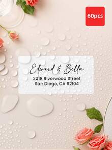 1/30/60/120/240/480pcs Personalized Address Labels, Personalized Wedding Address Labels, Customized Return Address Stickers Suitable For Cards, Envelopes, Waterproof And Oil-Proof Stickers, Transparent Stickers, Multi-Functional, Decorative, Exquisite, Fashionable, High Quality, Unique Stickers, Perfect For Tea Room, Home, Garden, Office Decor, Ideal Gift For Him, Her, Family, Friends, Couples, Perfect For Wedding, Anniversary, Valentine's Day, Mother's Day, Birthday, Father's Day, Graduation - White - View 39