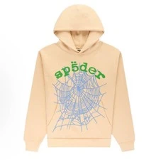 SP5DER Hoodie Spider Print Streetwear Unisex Oversized ,Sweatshirt For Men Women - Apricot - View 5