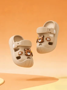 Cute Rhinestone Bow Open Toe Girls Sandals, Breathable Beach Holiday Shoes - Khaki - View 3