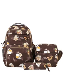 Back To School/Graduation Season Cute & Fashionable Multi-Functional Simple & Durable Commute Classic Backpack, Crossbody Bag, Wallet 3 Pieces Set, Suitable For Various Occasions - 656 Brown - View 2