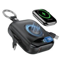 Sạc nhanh tích hợp cáp 10000mAh Sạc không dây Pin dự phòng di động cho đồng hồ Sạc nhanh PD20W với hai dây Màn hình kỹ thuật số LED 5 đầu ra Nhỏ gọn và nhẹ Bộ sạc du lịch Pin dự phòng cho điện thoại di động Món quà Valentine thiết yếu Không thể thiếu - màu đen - Xem 1