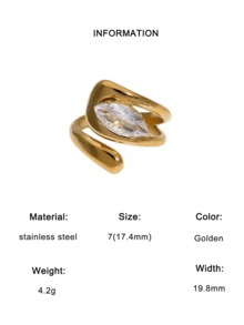 1枚时尚简约风格镀金不锈钢花朵几何开口戒指，适合女性日常、派对和约会佩戴。 - 彩色 - 查看 18