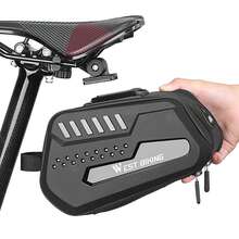 Large Capacity Bicycle Tail Bag Hard Shell Saddle Bag Adjustable Bracket Seat Cushion Tail Bag - Black - View 2