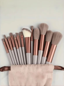 13pcs All-Season Makeup Brush Set, Including Blush Brush, Eyeshadow Brush, Etc. Complete Beauty Tools, Professional Makeup Brush Set, Suitable For Beginners - Brown - View 6