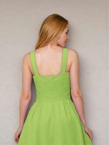 Tailored Dress With Built-In Bra Cups. Fashion Items!!! - Light Green - View 2