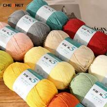1团手工编织毛线，适合编织毛衣/背心和各种手工艺品，中等粗细毛线球，钩针编织套装，可用于制作帽子/围巾/钩针拖鞋