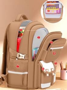 Capybara Kids Backpack - Cute Elementary School Bag With Ergonomic Back Support, Adjustable Crossbody & Top Handle. - Purple - View 4