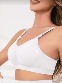 Set Of 2 Women's Maternity Bras For Nursing, Super Comfortable, Seamless - 白色 - 查看 4