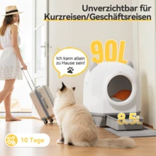 DEVOKO 90L Self-Cleaning Cat Litter Box – Automatic, Pet-Friendly Cat Litter Box With Cute Ear Design, 8.5-Liter Collection Container & App Control