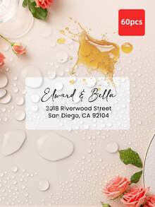 1/30/60/120/240/480pcs Personalized Address Labels, Personalized Wedding Address Labels, Customized Return Address Stickers Suitable For Cards, Envelopes, Waterproof And Oil-Proof Stickers, Transparent Stickers, Multi-Functional, Decorative, Exquisite, Fashionable, High Quality, Unique Stickers, Perfect For Tea Room, Home, Garden, Office Decor, Ideal Gift For Him, Her, Family, Friends, Couples, Perfect For Wedding, Anniversary, Valentine's Day, Mother's Day, Birthday, Father's Day, Graduation - White - View 42