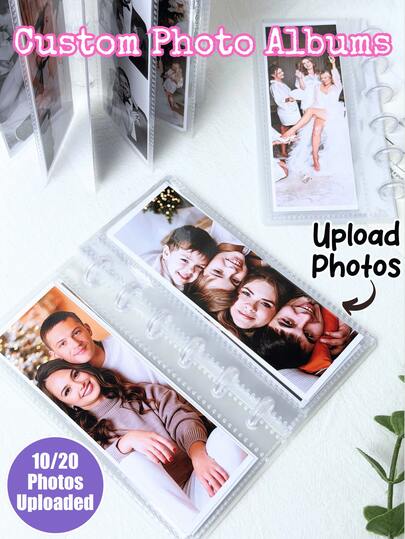 1pc Personalized Photo Film Book, Customized With 10 Or 20 Vintage Movie Frame Photo Album, Romantic Couples Memento, Creative Party Decor And Photo Booth Prop, Gift For Valentine's Day, Anniversary, Wedding, Birthday
