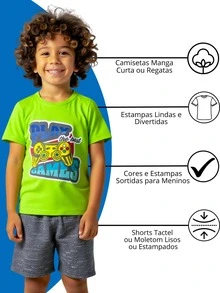 Kit Of 10 Pieces: 5 Sets Of Assorted Prints For Boys' Summer Clothing (T-Shirt/Blouse) + Shorts/Bermuda - Nhiều màu - Xem 2