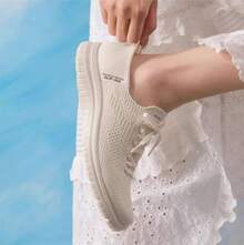 Skechers Women's New Slip-On Shoes, Lightweight Commuter Shoes, One-Touch Wear And Take Off, Athletic Walking Sneakers - Beige - View 2