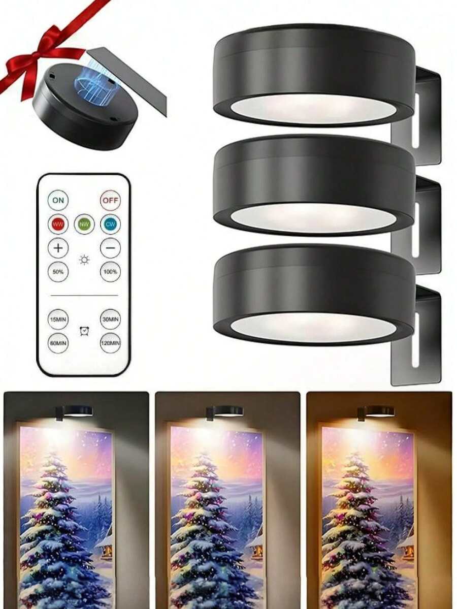 1/3/6pcs Wireless Metal Wall Art LED Lights, Wall Lamps, Fairy Lights, Table Lamps, Night Lights, Reading Lights, Wireless Wall Lamps With Magnets - Adjustable Color Temperature, Timer, Remote And Button Control