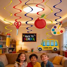 Set de 6 piezas Decoraciones colgantes en espiral para fiesta de regreso a clases para el hogar, la escuela, el aula, fiesta de regreso a clases - Multicolor - Ver 2