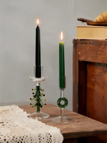 1个手工玻璃树形烛台，家居装饰摆件，复古现代风格，适用于卧室、客厅、壁炉、酒店装饰、烛光晚餐、教堂、咖啡馆、节日/派对婚礼装饰、乔迁、生日、毕业礼物 - 彩色 - 查看 2